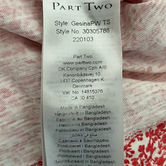 Part Two GesinasPW Short Sleeve V-Neck Leaf Floral Pattern Top - Picture 10 of 11